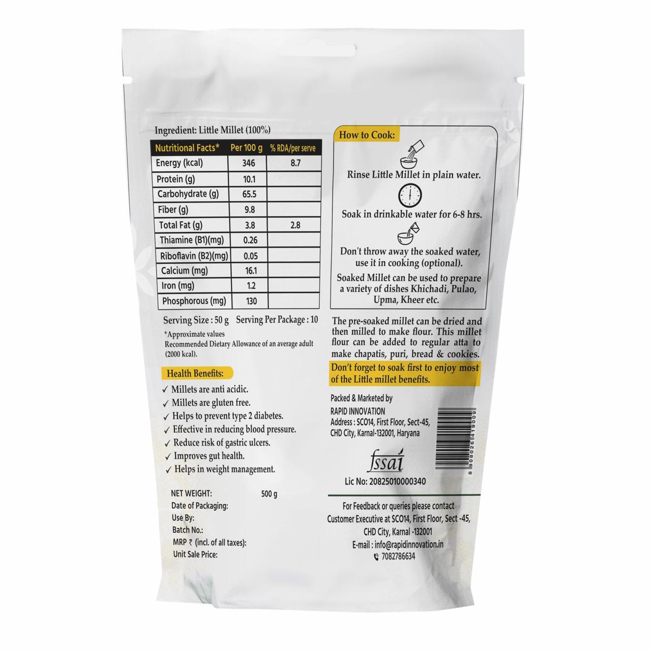 Little (Kutki) Millet (Rice Substitute) 500 g