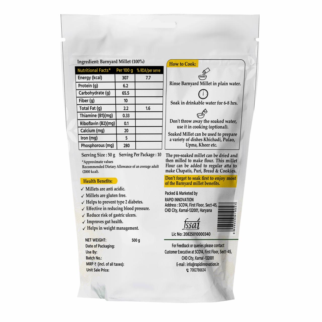Barnyard (Sanwa/Samak) Millet (Rice substitute) 500 g