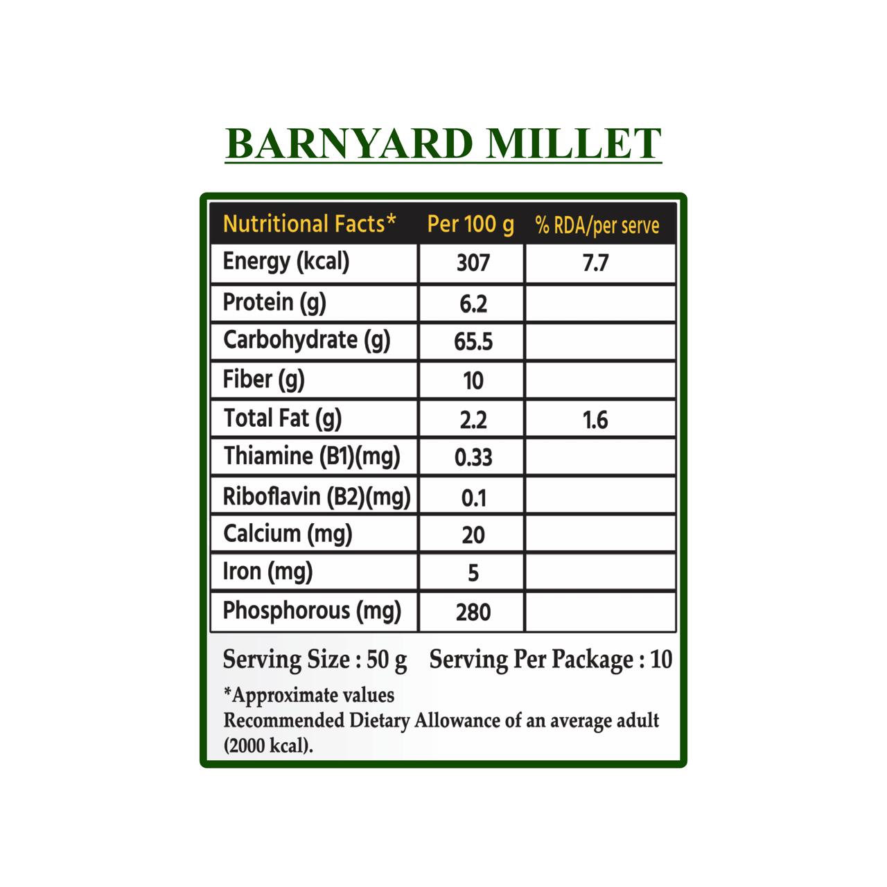 Barnyard (Sanwa/Samak) Millet (Rice substitute) 500 g